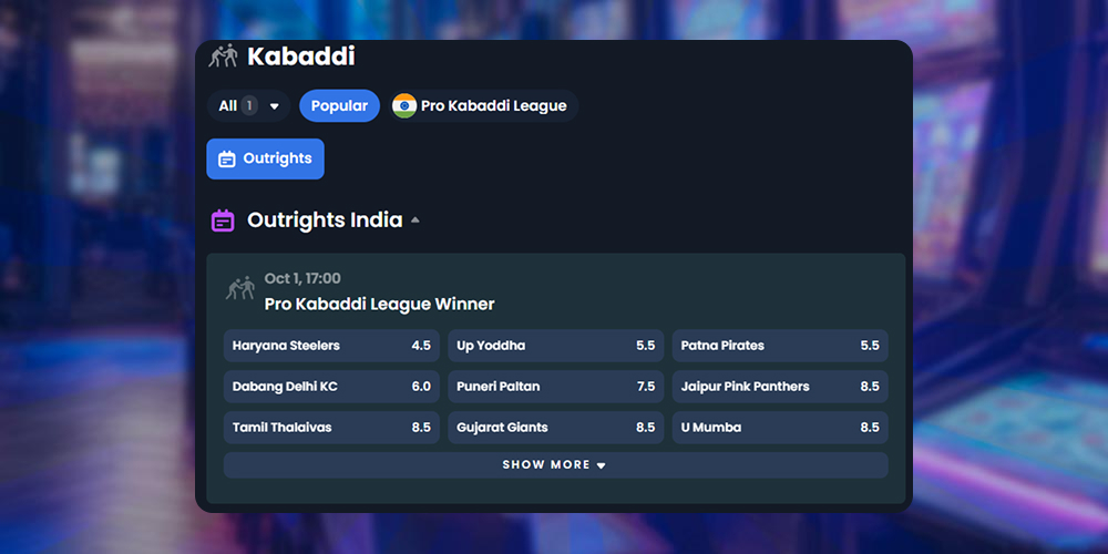Choose a kabaddi match