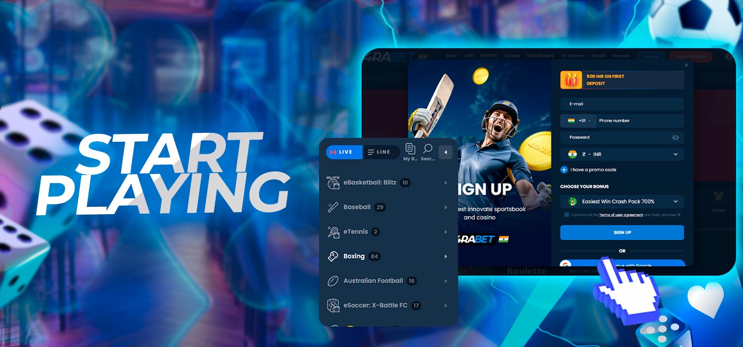 Start playing and betting