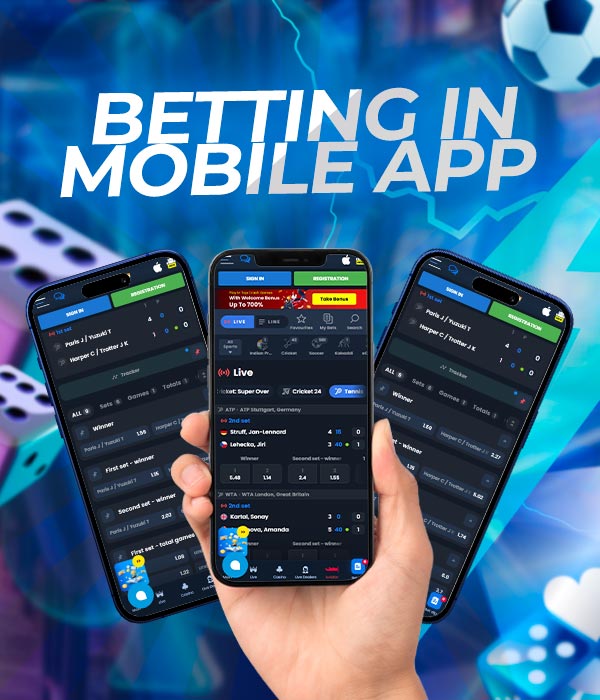 Betting on tennis on mobile app