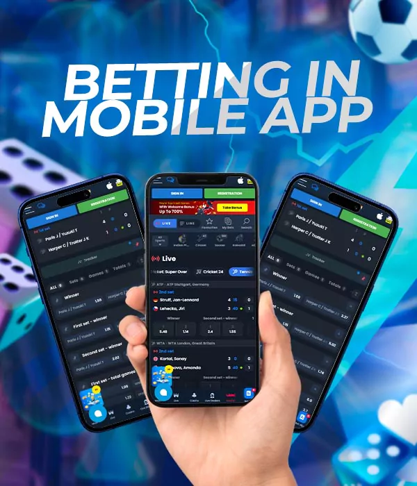 Betting on tennis on mobile app