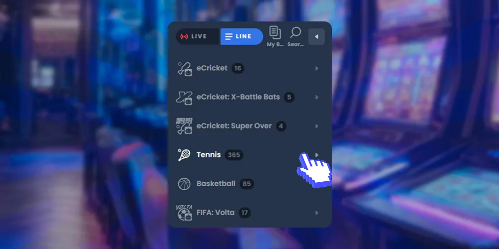 Press the tennis section